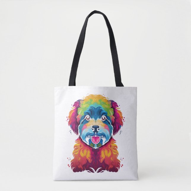 Bichon Frise Dog Pop Art Tygkasse (Framsida)