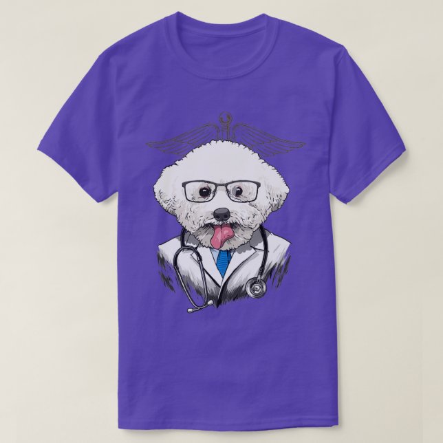 Bichon Frise Dogtor Vet Veterinarian Hund Doktor T Shirt (Design framsida)