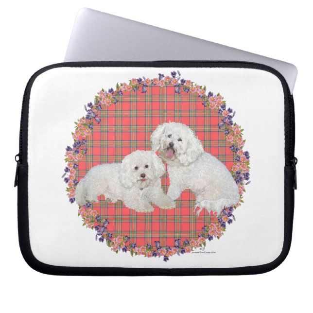 Bichon Frise Duo Plaid Laptop Sleeve (Framsidan)