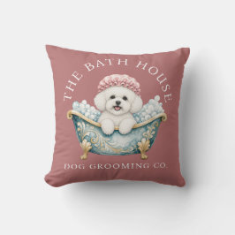 Bichon Frise Duskrosa Anpassad Hundfrisörskudde Kudde