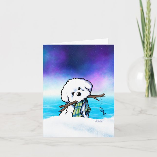 Bichon Frise Fishing Note Card Tack Kort (Framsida)