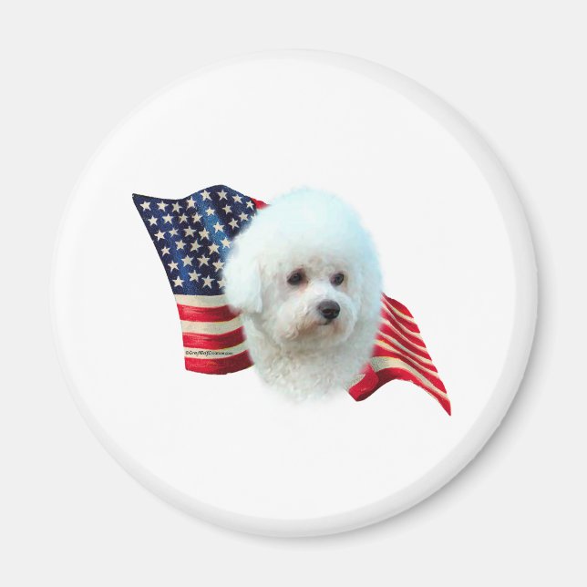 Bichon Frise Flagga Magnet (Framsidan)