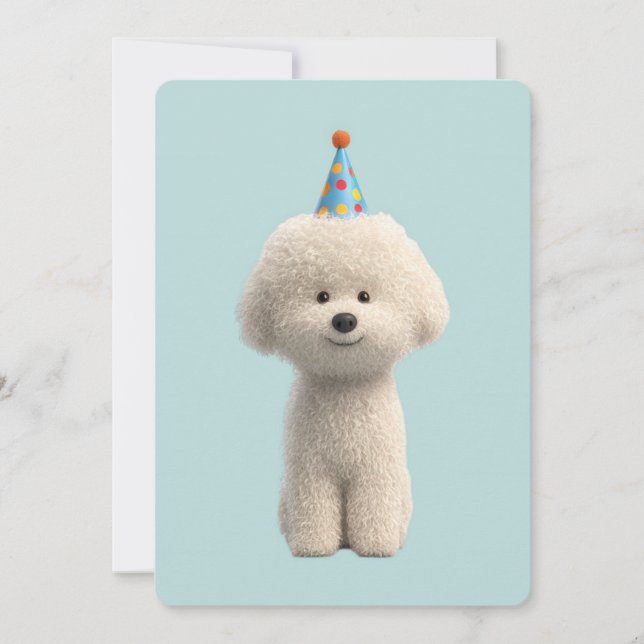 Bichon Frise födelsedagsfest Inbjudningar (Framsida)