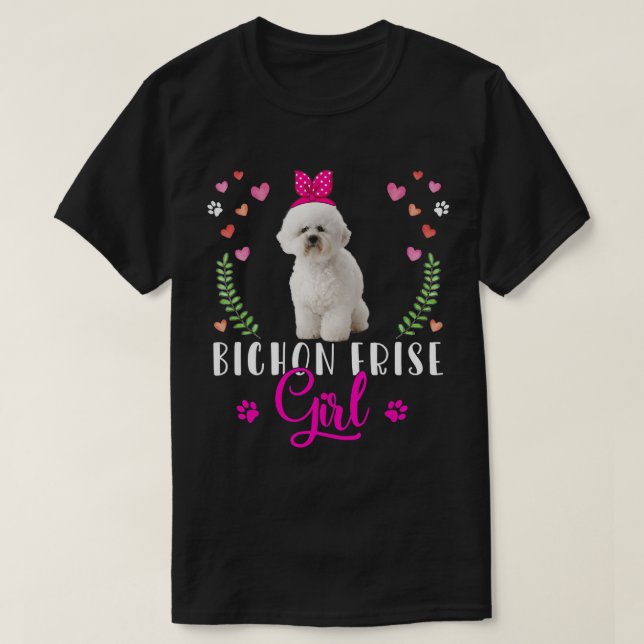 Bichon Frise Girl Funny Mors dag Women Puppy D T Shirt (Design framsida)
