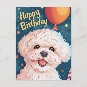 Bichon Frise Glad Födelsedag Vykort
