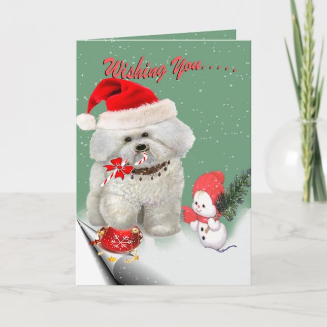 Bichon Frise God jul Card Helgkort (Framsida)