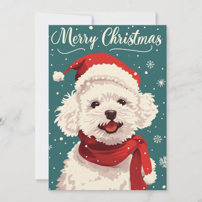 Bichon Frise God jul Julkort (Framsida)