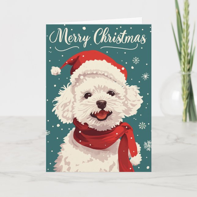 Bichon Frise God jul Personlig Helgkort (Framsida)