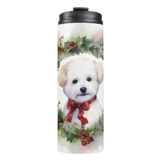 Bichon Frise God Jul Utandning Festive Valp (Framsida)