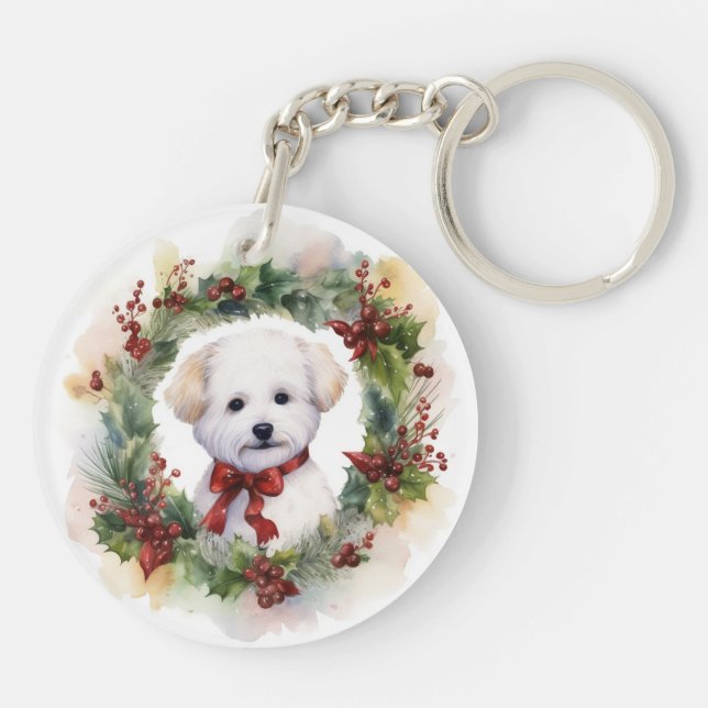 Bichon Frise God Jul Utandning Festive Valp (Baksidan)