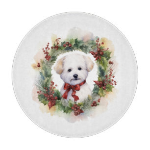 Bichon Frise God Jul Utandning Festive Valp