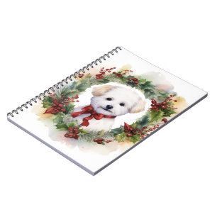 Bichon Frise God Jul Utandning Festive Valp Anteckningsbok