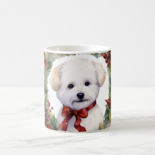 Bichon Frise God Jul Utandning Festive Valp Kaffemugg (Center)