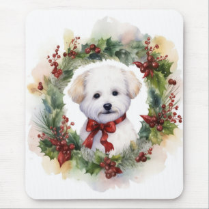 Bichon Frise God Jul Utandning Festive Valp Musmatta