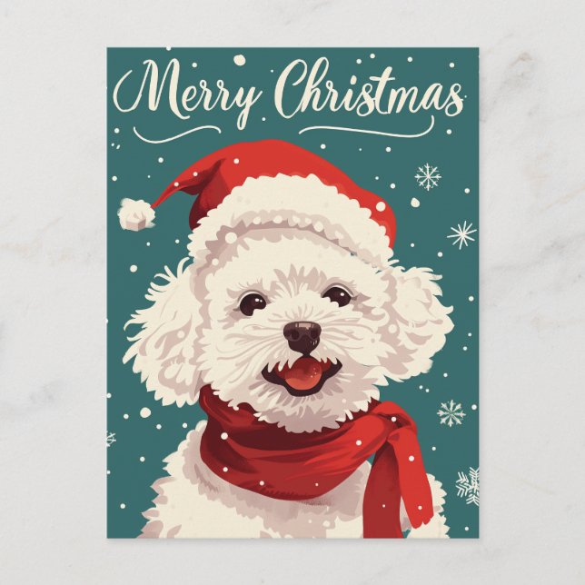 Bichon Frise God jul Vykort (Framsida)