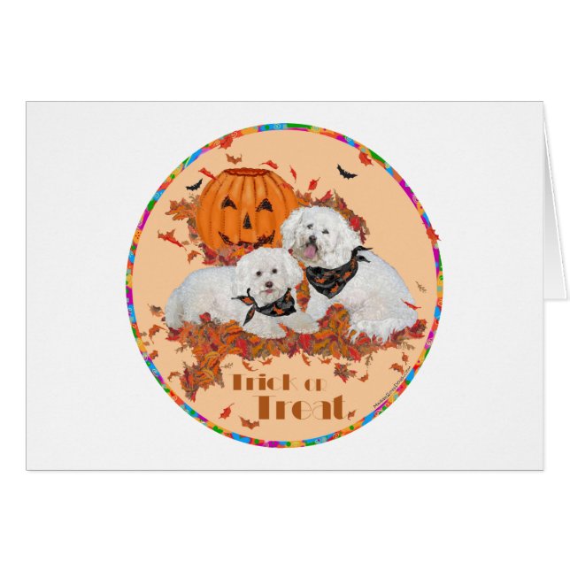 Bichon Frise Halloween Hälsningskort (Framsidan Horizontal)
