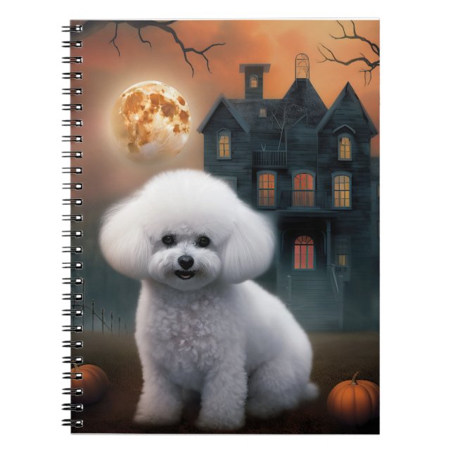 Bichon Frise Halloween Skräck  Anteckningsbok (Framsidan)