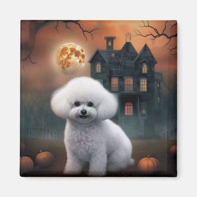 Bichon Frise Halloween Skräckinjagande Magnet (Framsidan)