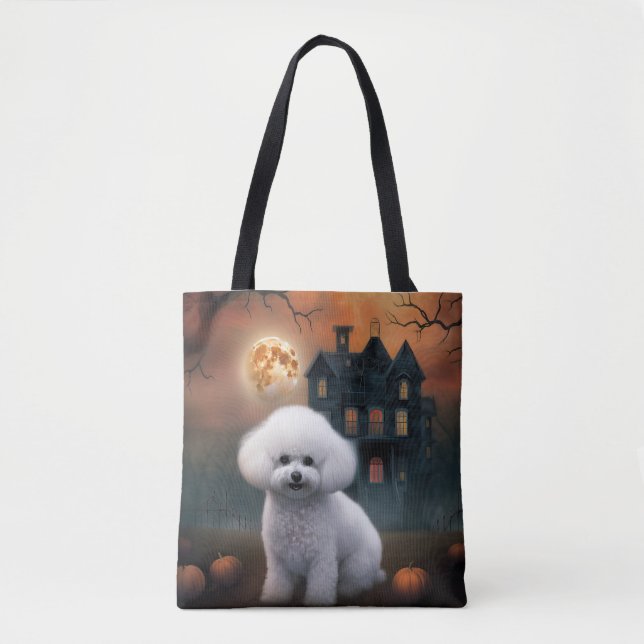 Bichon Frise Halloween Skräckinjagande Tygkasse (Framsida)