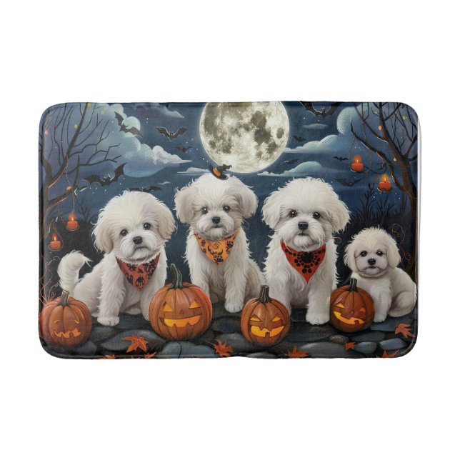 Bichon Frise Halloween Spooky Badrumsmatta (Framsidan)