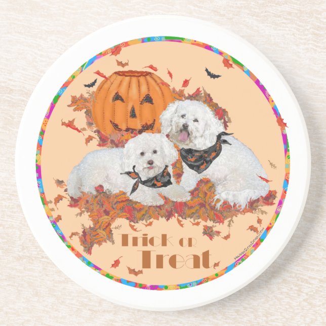 Bichon Frise Halloween Underlägg Sandsten (Framsidan)
