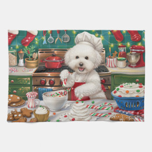 Bichon Frise Helgdag Baking: God jul Kökshandduk