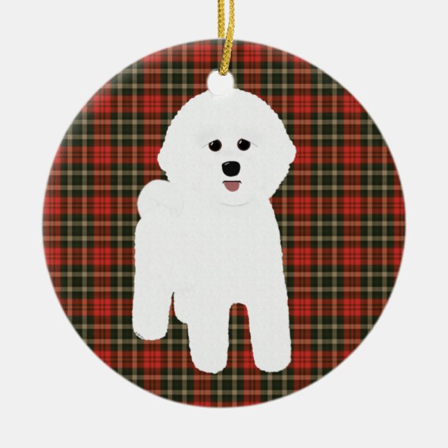 Bichon Frise Helgdag Ornament (Framsidan)