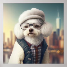Bichon Frise Hipster Hund Poster
