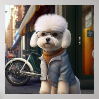 Bichon Frise Hipster Hund Poster