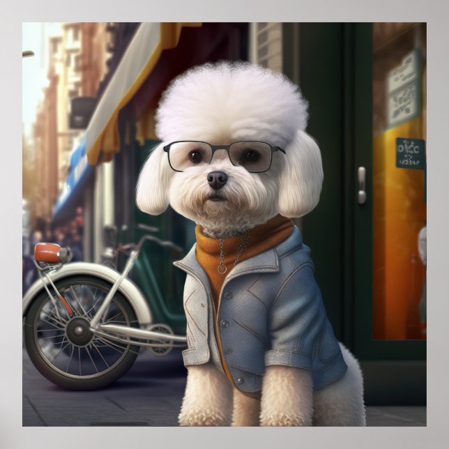 Bichon Frise Hipster Hund Poster (Framsidan)