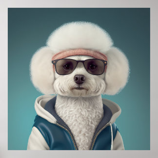 Bichon Frise Hipster Hund Poster