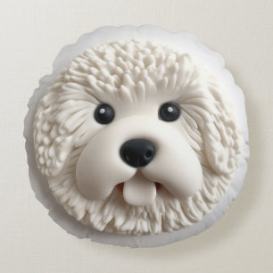 Bichon Frise Hund 3D Inspired Rund Kudde