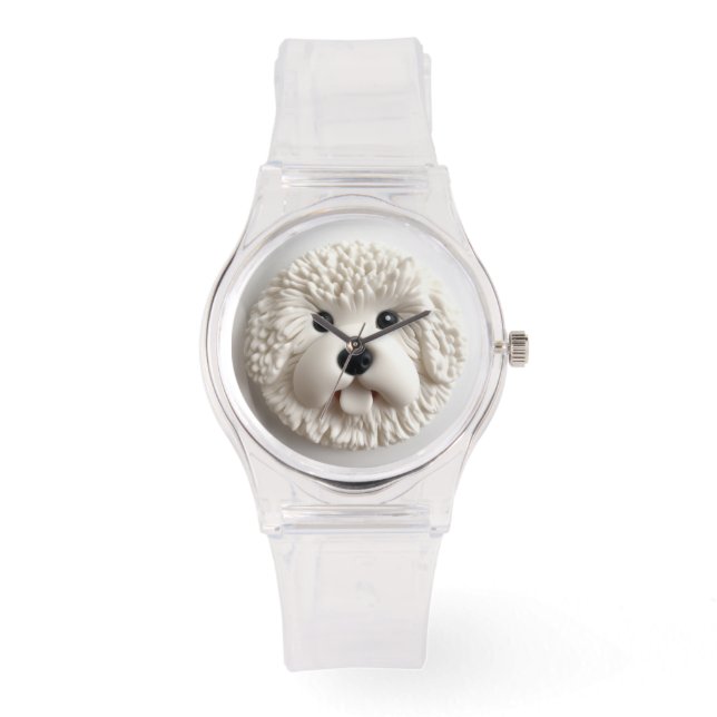 Bichon Frise Hund 3D Inspirerad Armbandsur (Framsida)