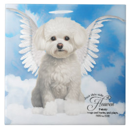 Bichon Frise Hund Angel Anpassningsbar Pet Memoria Kakelplatta