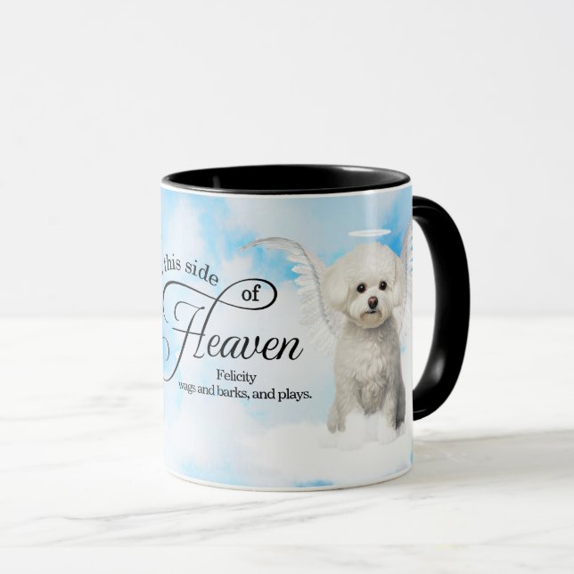 Bichon Frise Hund Angel Anpassningsbar Pet Memoria Mugg (Framsida höger)