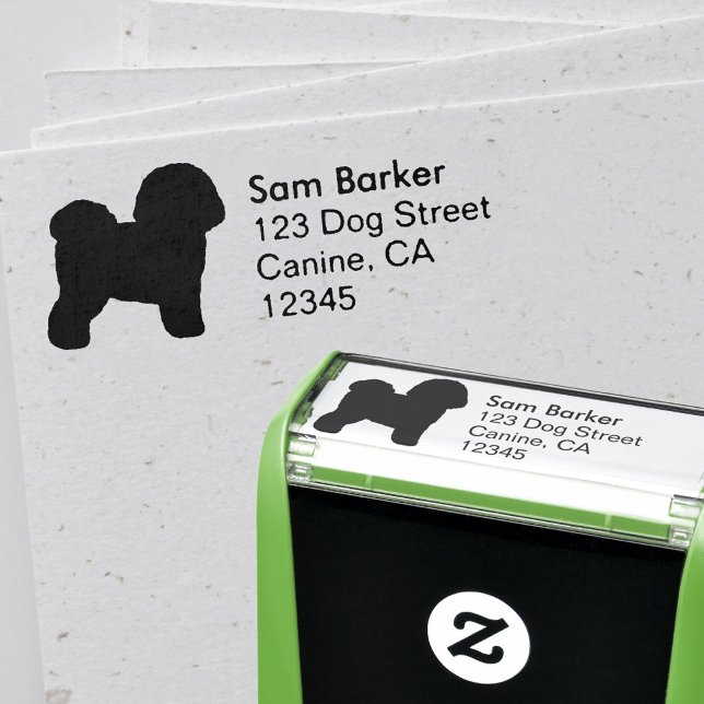 Bichon Frise Hund aveln Silhouette Returadress Självfärgande Stämpel (Skapare uppladdad)