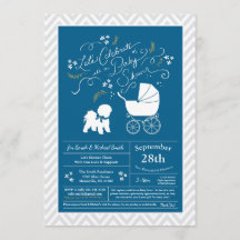 Bichon Frise Hund Baby Shower Boy Blue