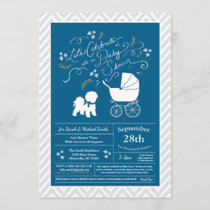 Bichon Frise Hund Baby Shower Boy Blue Inbjudningar
