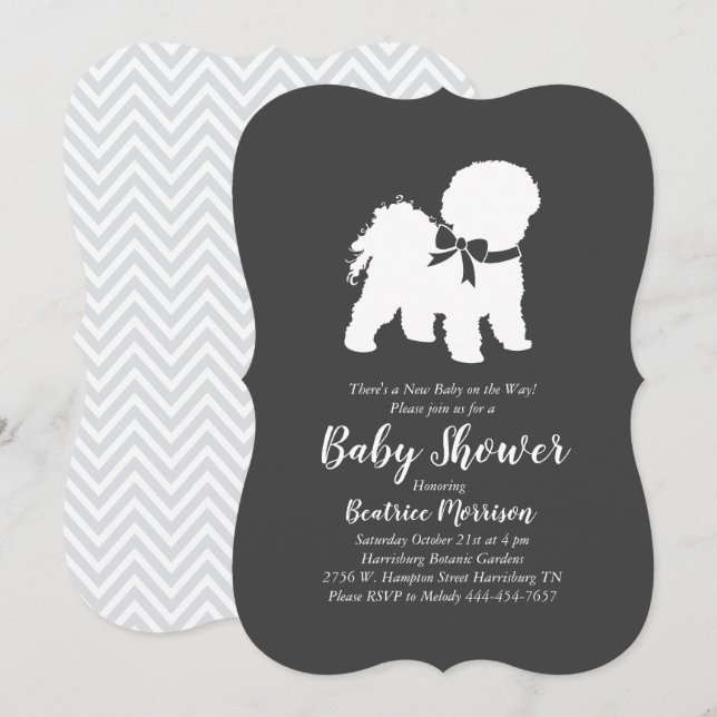 Bichon Frise Hund Baby Shower Gender Neutral Inbjudningar (Fram/baksida)
