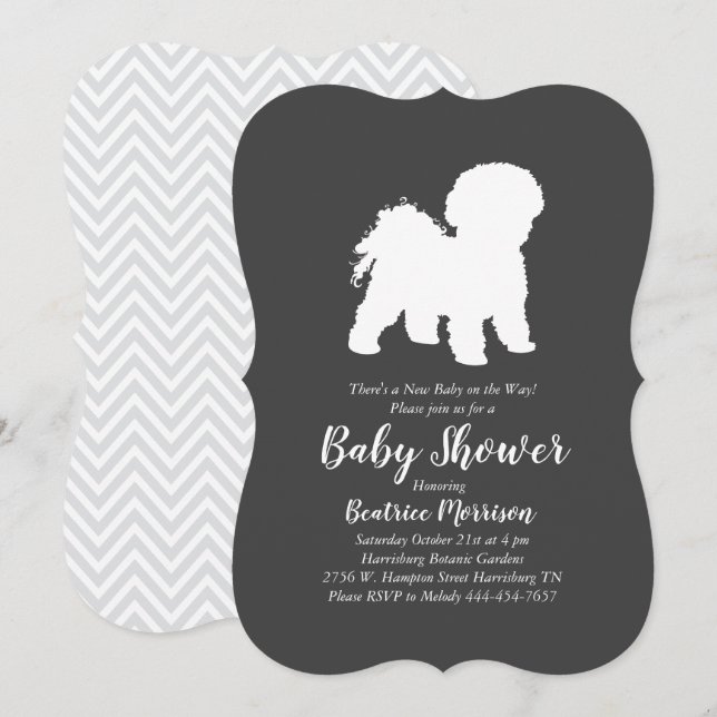 Bichon Frise Hund Baby Shower Gender Neutral Inbjudningar (Fram/baksida)
