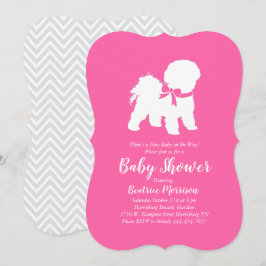 Bichon Frise Hund Baby Shower Girl Rosa Inbjudningar