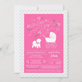 Bichon Frise Hund Baby Shower Girl Rosa Inbjudningar