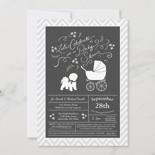 Bichon Frise Hund Baby Shower Kön Neutral Inbjudningar (Framsida)
