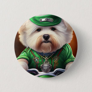 Bichon Frisé Hund Driving Bike St Patrick's Day Knapp