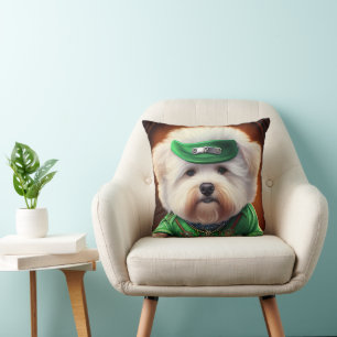 Bichon Frisé Hund Driving Bike St Patrick's Day Kudde