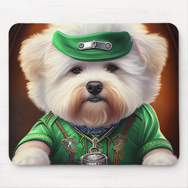 Bichon Frisé Hund Driving Bike St Patrick's Day Musmatta (Framsidan)