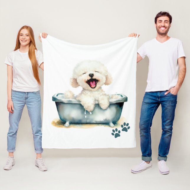 Bichon Frise Hund Fleecefilt (På plats)