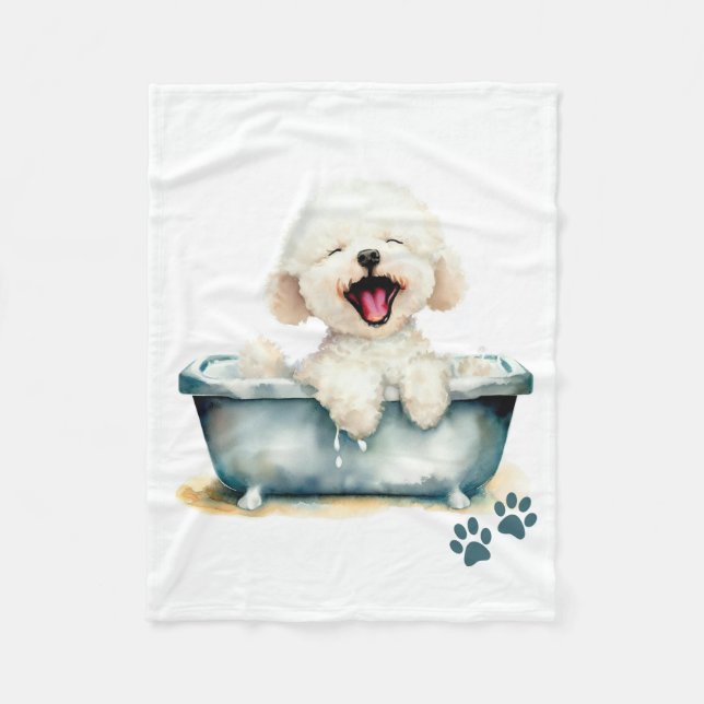 Bichon Frise Hund Fleecefilt (Framsidan)