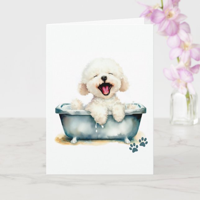 Bichon Frise Hund Folded Hälsning Kort (Orkide)