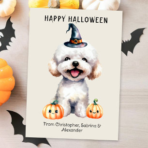 Bichon Frise Hund Happy halloween Julkort